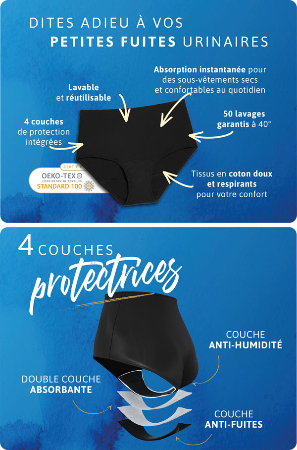 Les sous-vêtements absorbants lavables TENA Les sous-vêtements absorbants lavables TENA